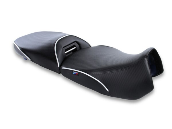 Check out Sargent's cycle gear for the BMW R 1300 GSA World Sport Non-Standard motorcycle seat with CFX and Silver Welt Regular Height.